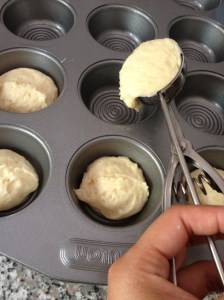 Use an ice-cream scoop to keep each muffin even