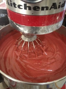 The LorAnn Red Velvet Emulsion instantly gave the batter a vibrant red colour.